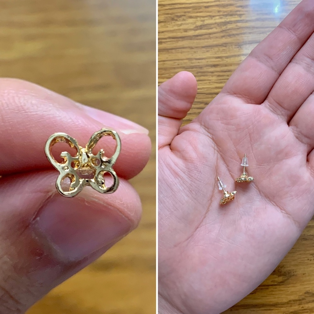 Gold Small Butterfly Stud Earrings